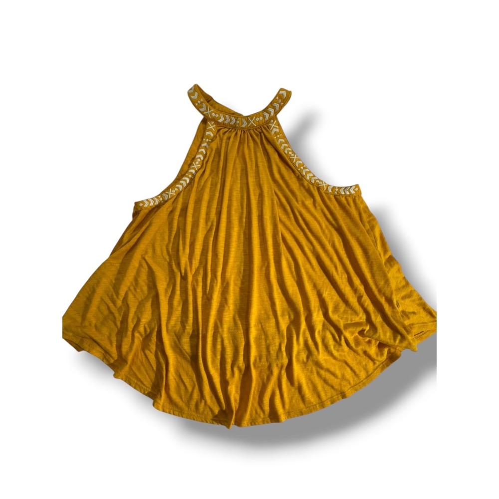 Clover+Scout Womens XL Cutout Yellow Embroidered Tank Top